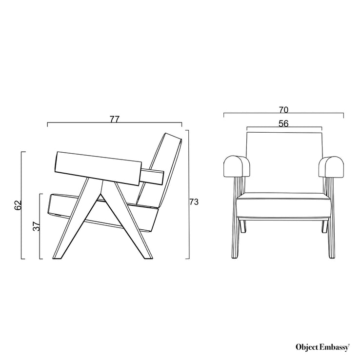 Pierre Jeanneret design Upholstered Easy Armchair