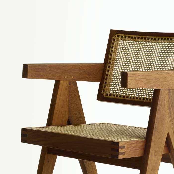 Teak-wood-rattan-webbing-pierre-jeanneret
