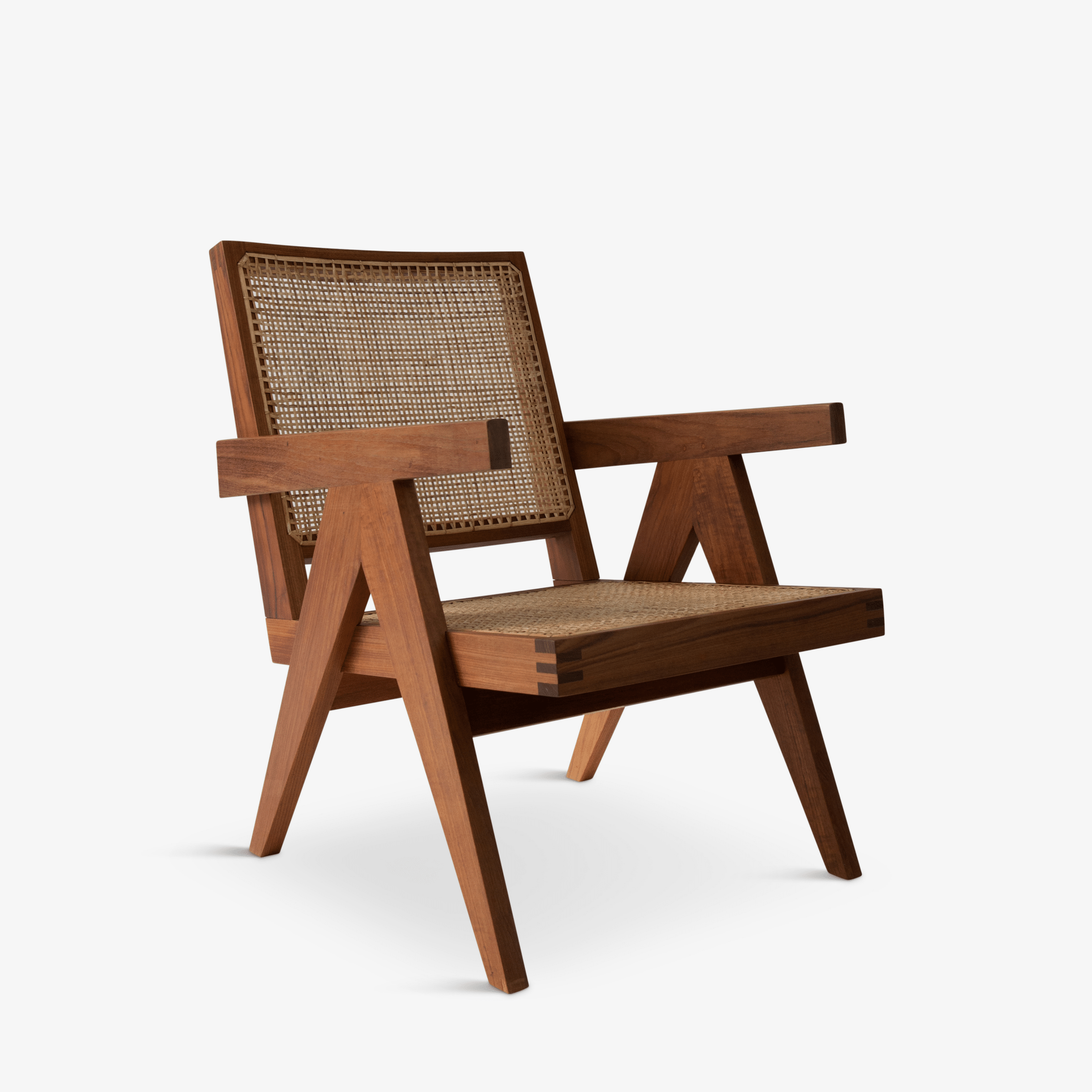 Lounge Chair - Object Embassy - Pierre Jeanneret Design - hand made - natural teak wood & rattan - Chandigarh - Living Room