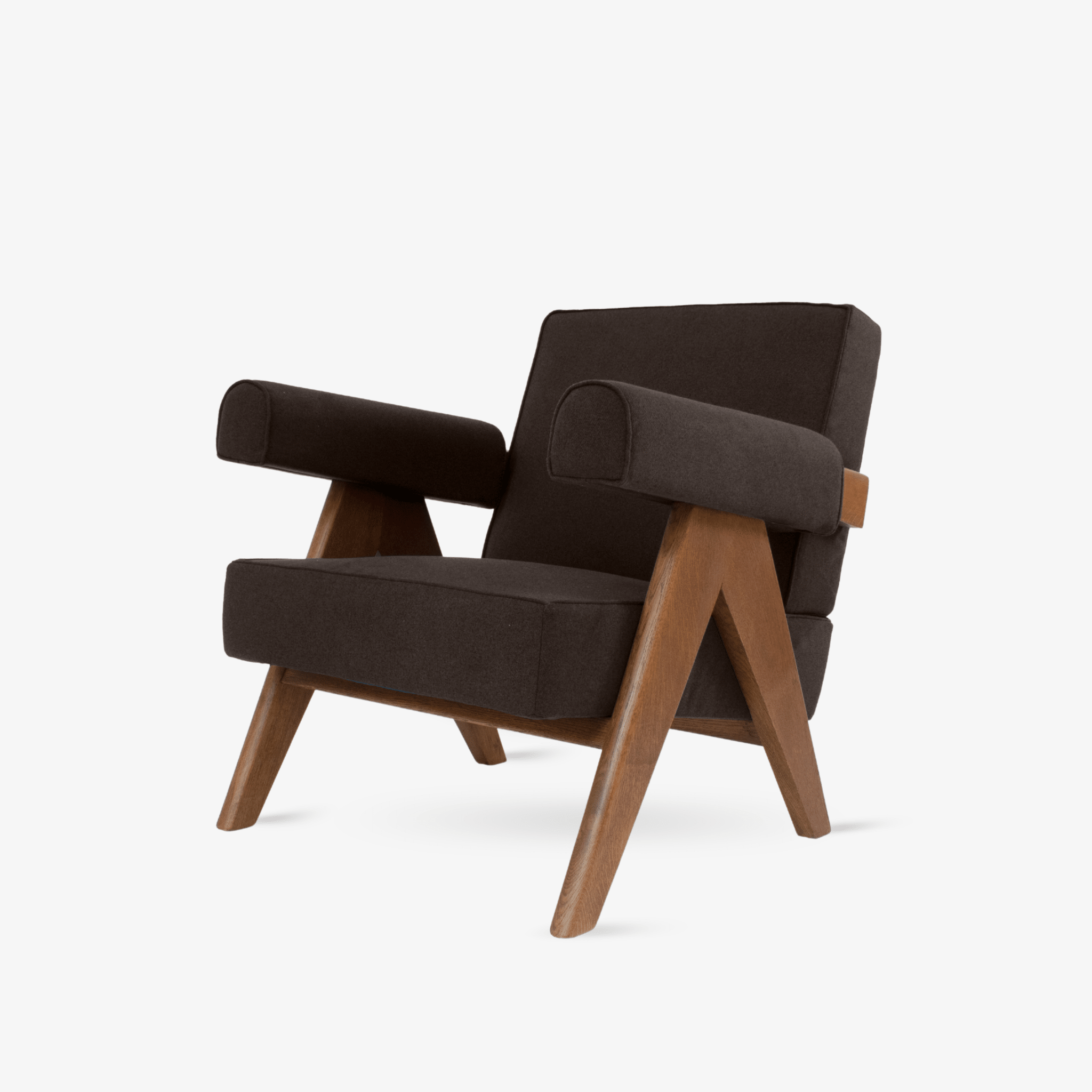 Upholstered Easy Armchair Natural Black Granite - Object Embassy - Pierre Jeanneret Design - handmade furniture - Lounge Chair