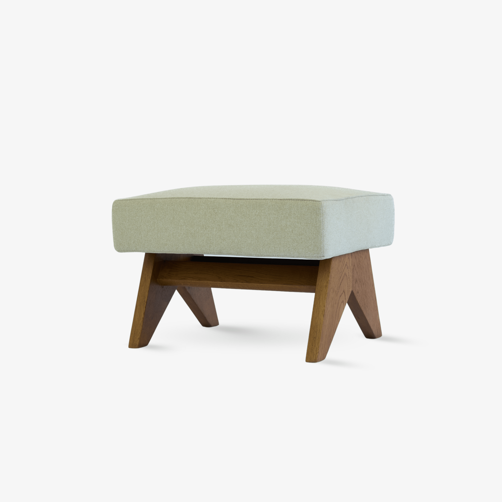 Upholstered Easy Ottoman - Natural Off White - Object Embassy - Pierre Jeanneret Design - Foot Rest Furniture - Handmade