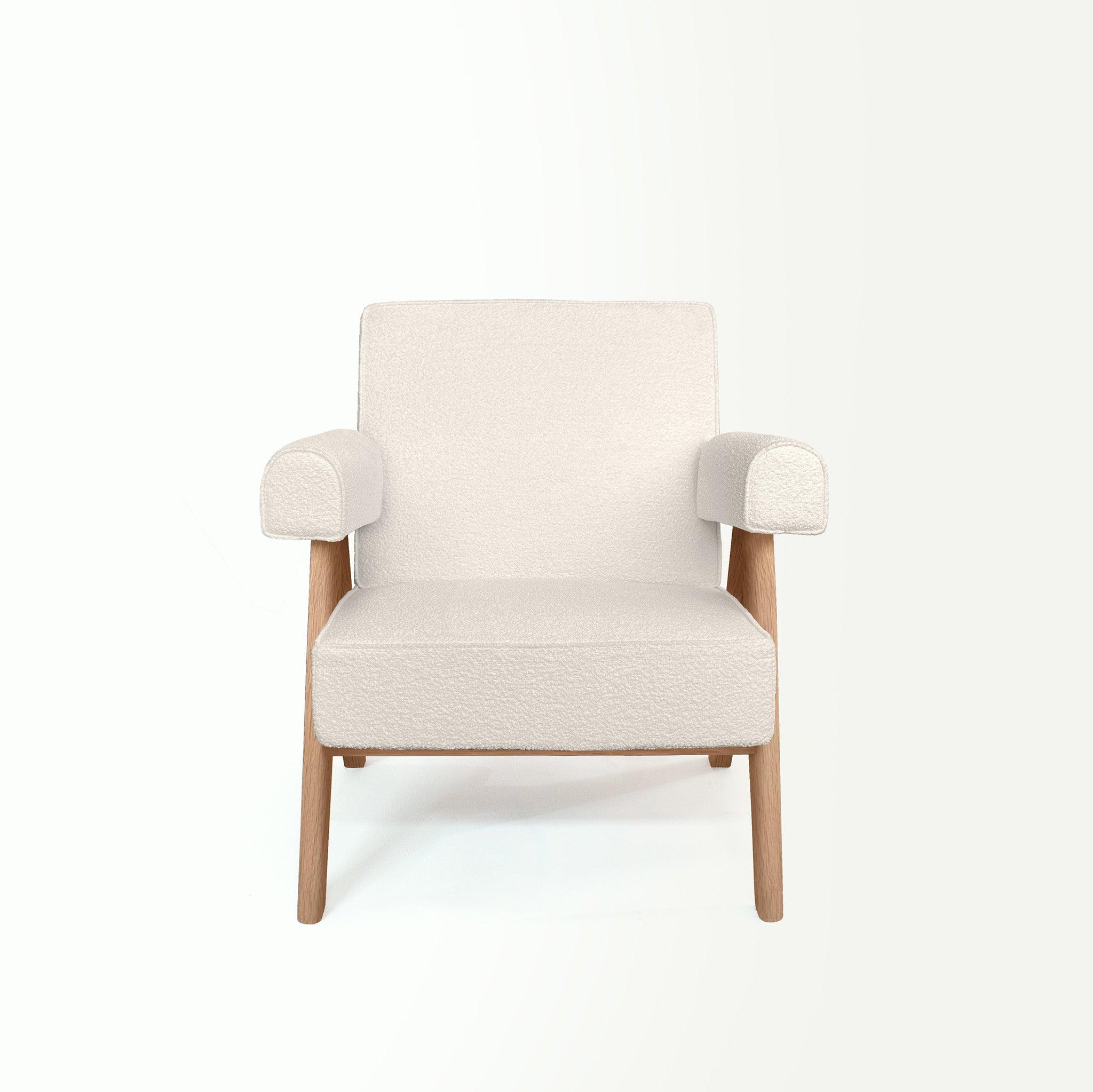Upholstered Easy Armchair Light Off White - Object Embassy - Pierre Jeanneret Design - handmade furniture - Lounge Chair