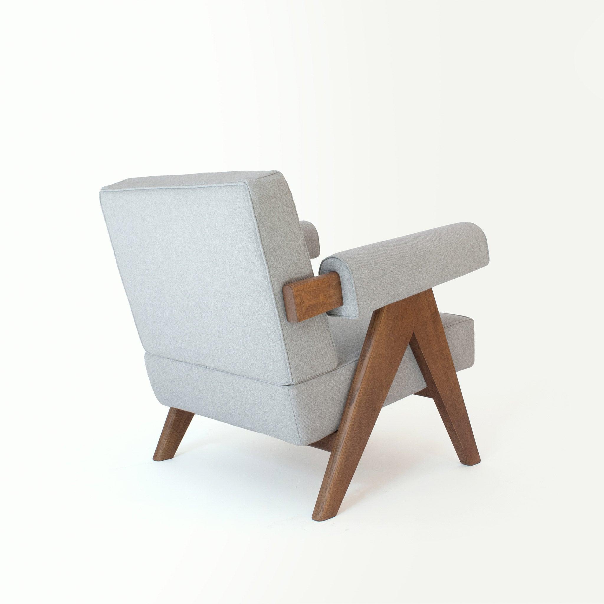 Upholstered Easy Armchair Natural Stone Grey - Object Embassy - Pierre Jeanneret Design - handmade furniture - Lounge Chair