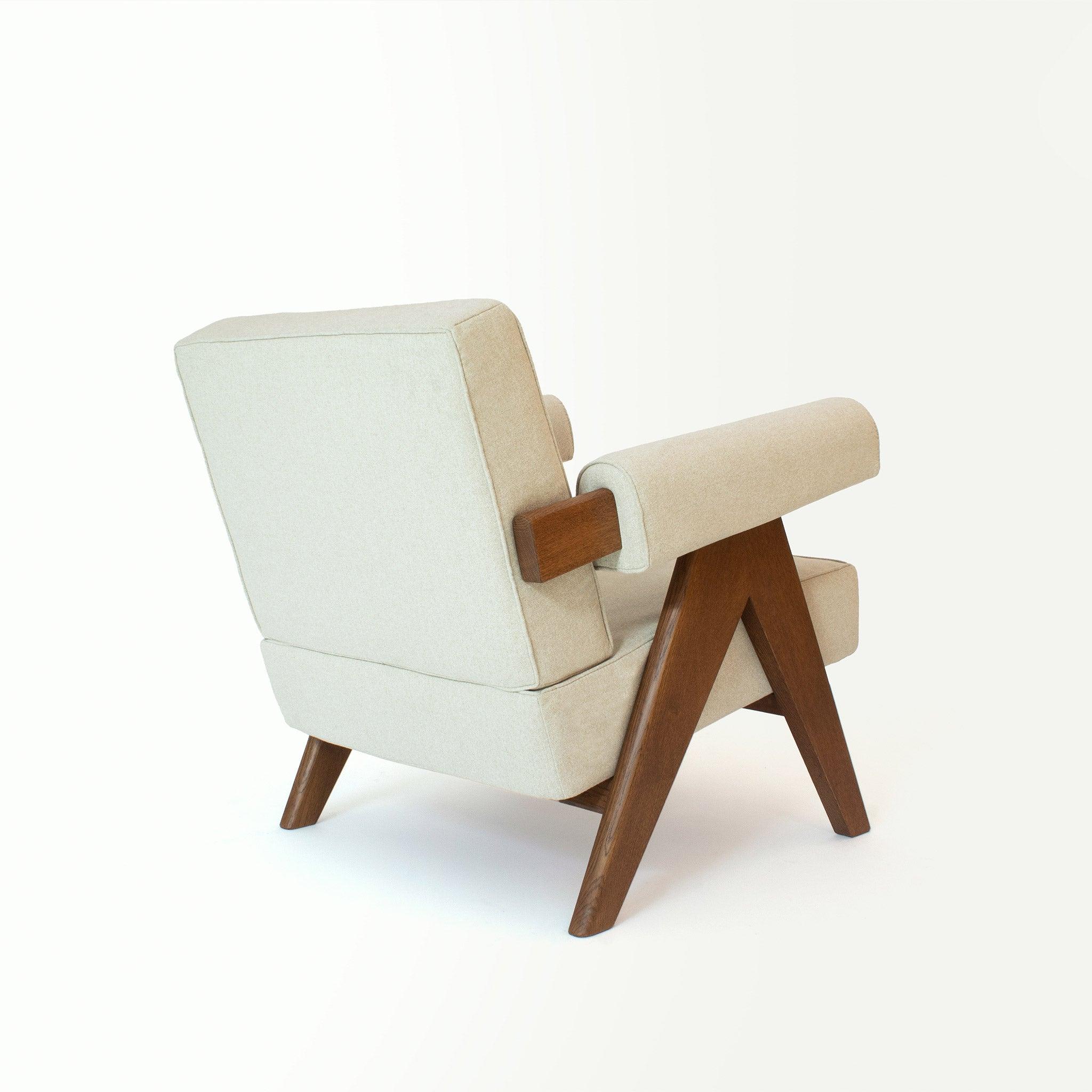 Upholstered Easy Armchair Natural Sand / Beige - Object Embassy - Pierre Jeanneret Design - handmade furniture - Lounge Chair