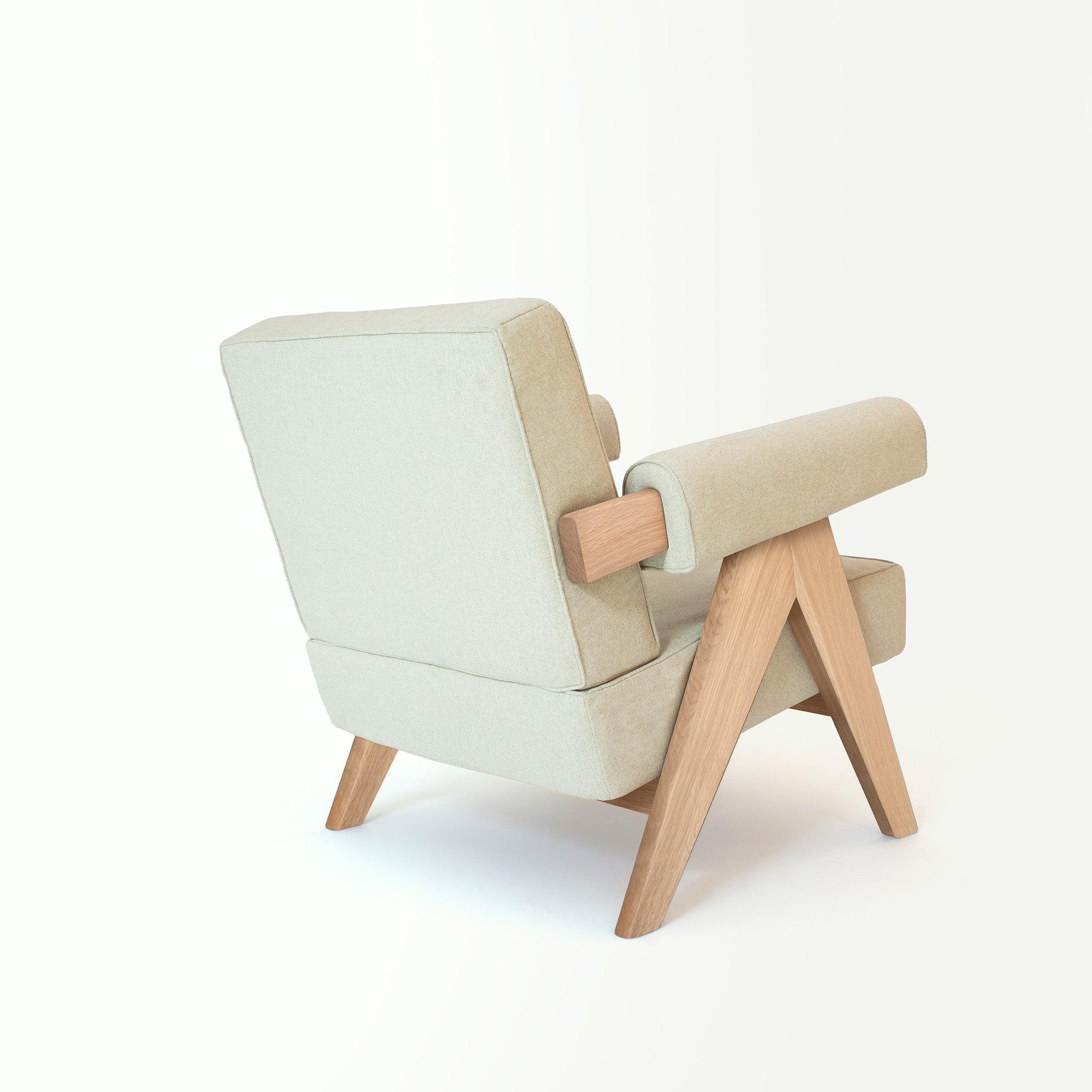 Upholstered Easy Armchair Light Sand Beige - Object Embassy - Pierre Jeanneret Design - handmade furniture - Lounge Chair
