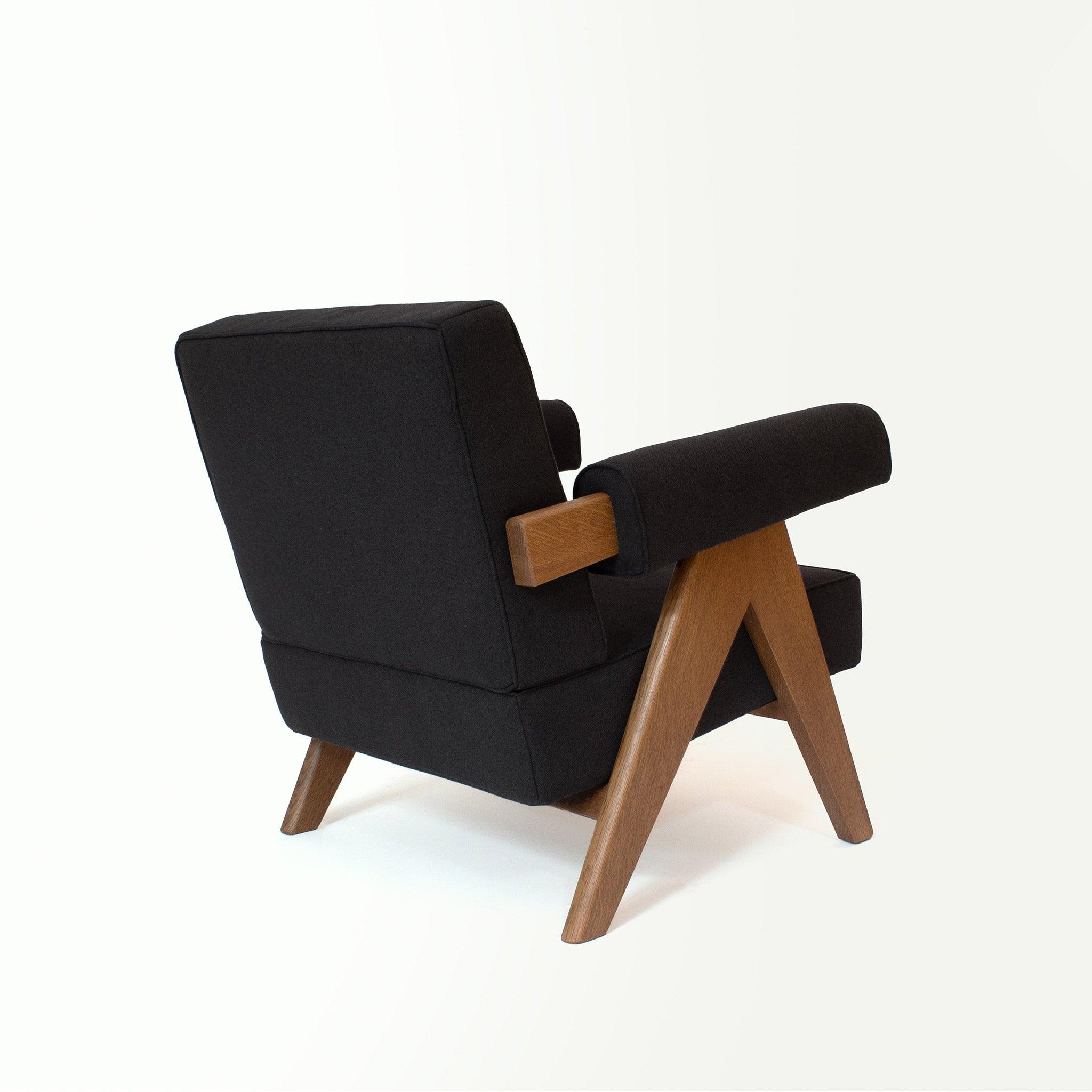 Upholstered Easy Armchair Natural Black Granite - Object Embassy - Pierre Jeanneret Design - handmade furniture - Lounge Chair