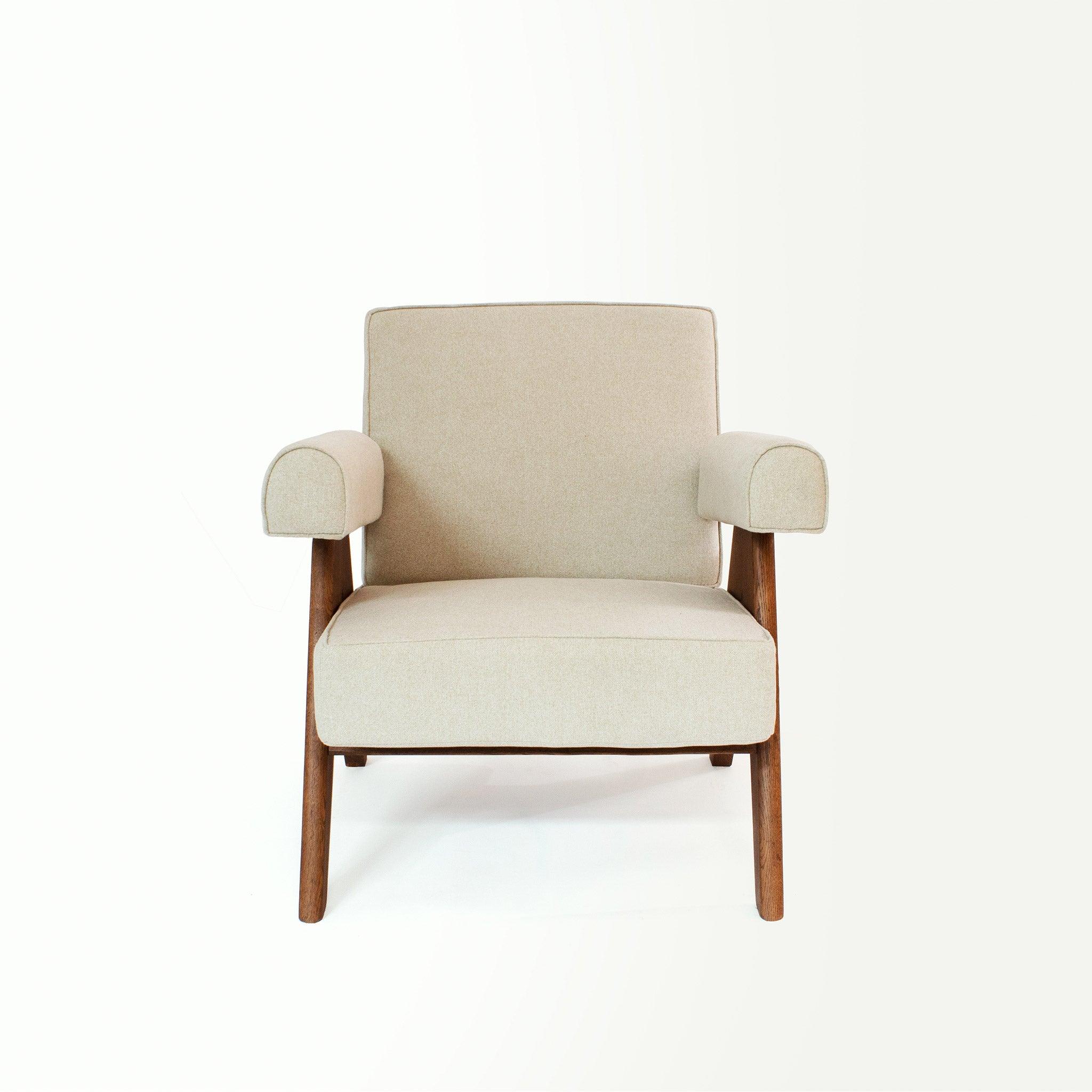 Upholstered Easy Armchair Natural Sand / Beige - Object Embassy - Pierre Jeanneret Design - handmade furniture - Lounge Chair