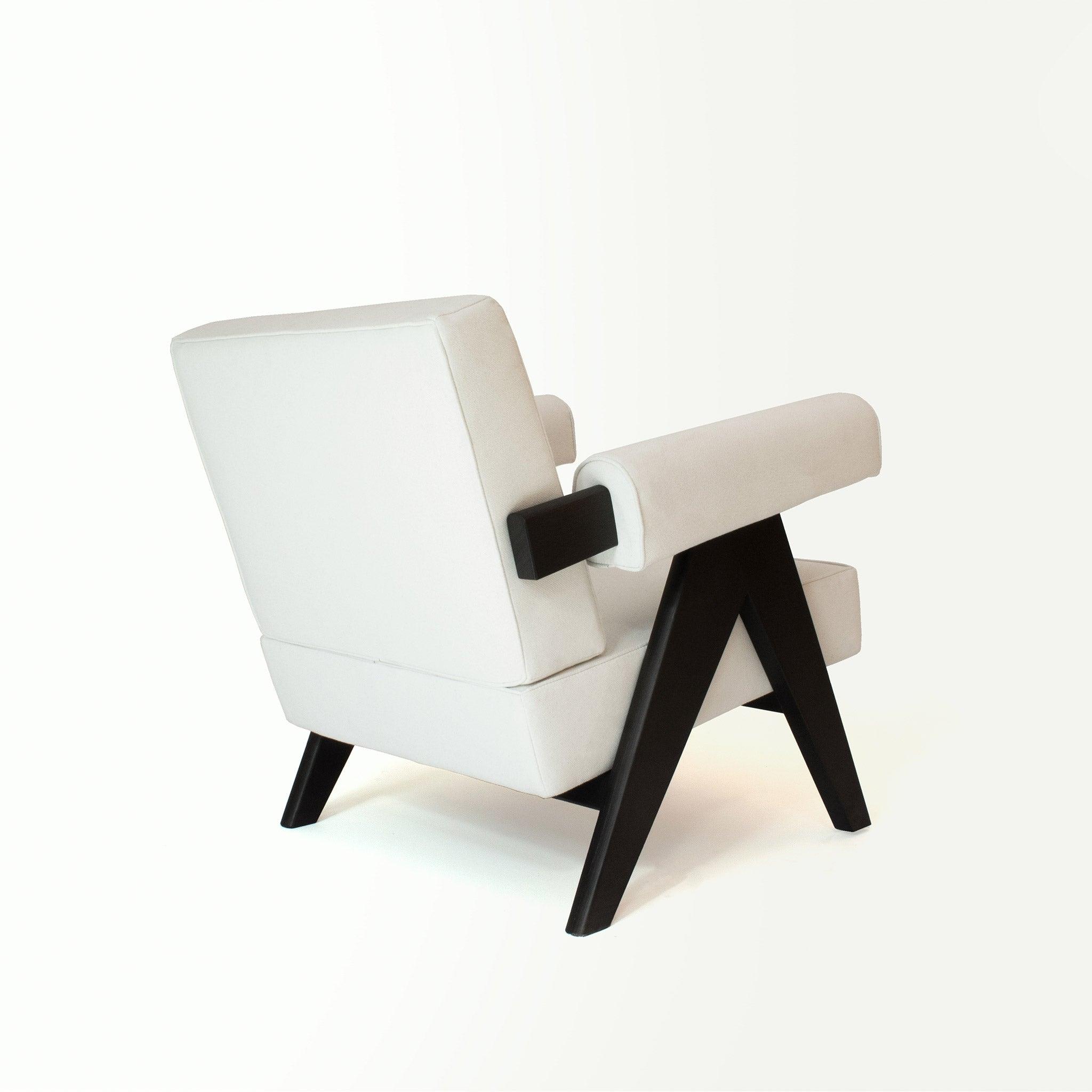 Upholstered Easy Armchair Black Off White - Object Embassy - Pierre Jeanneret Design - handmade furniture - Lounge Chair