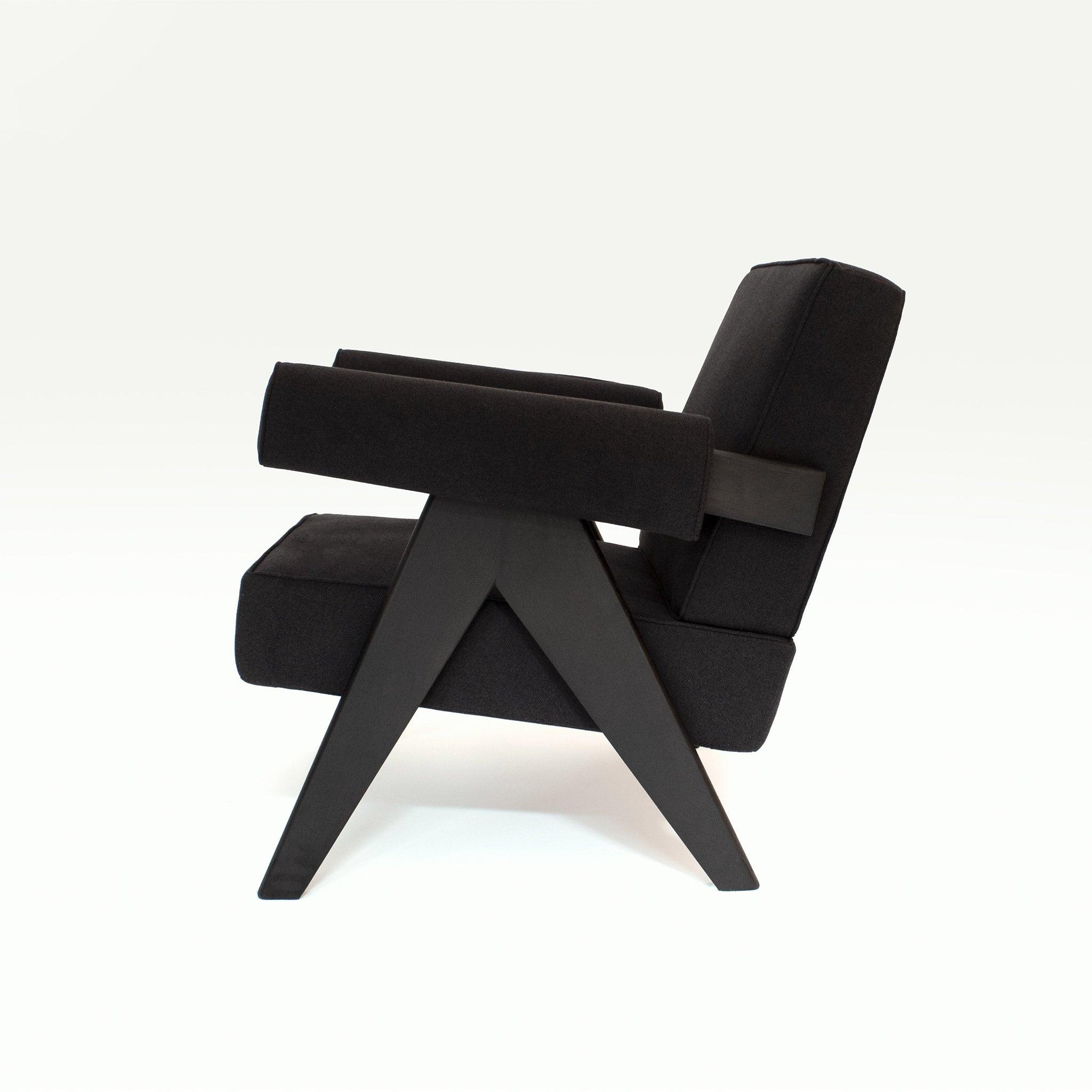 Upholstered Easy Armchair Black Granite - Object Embassy - Pierre Jeanneret Design - handmade furniture - Lounge Chair