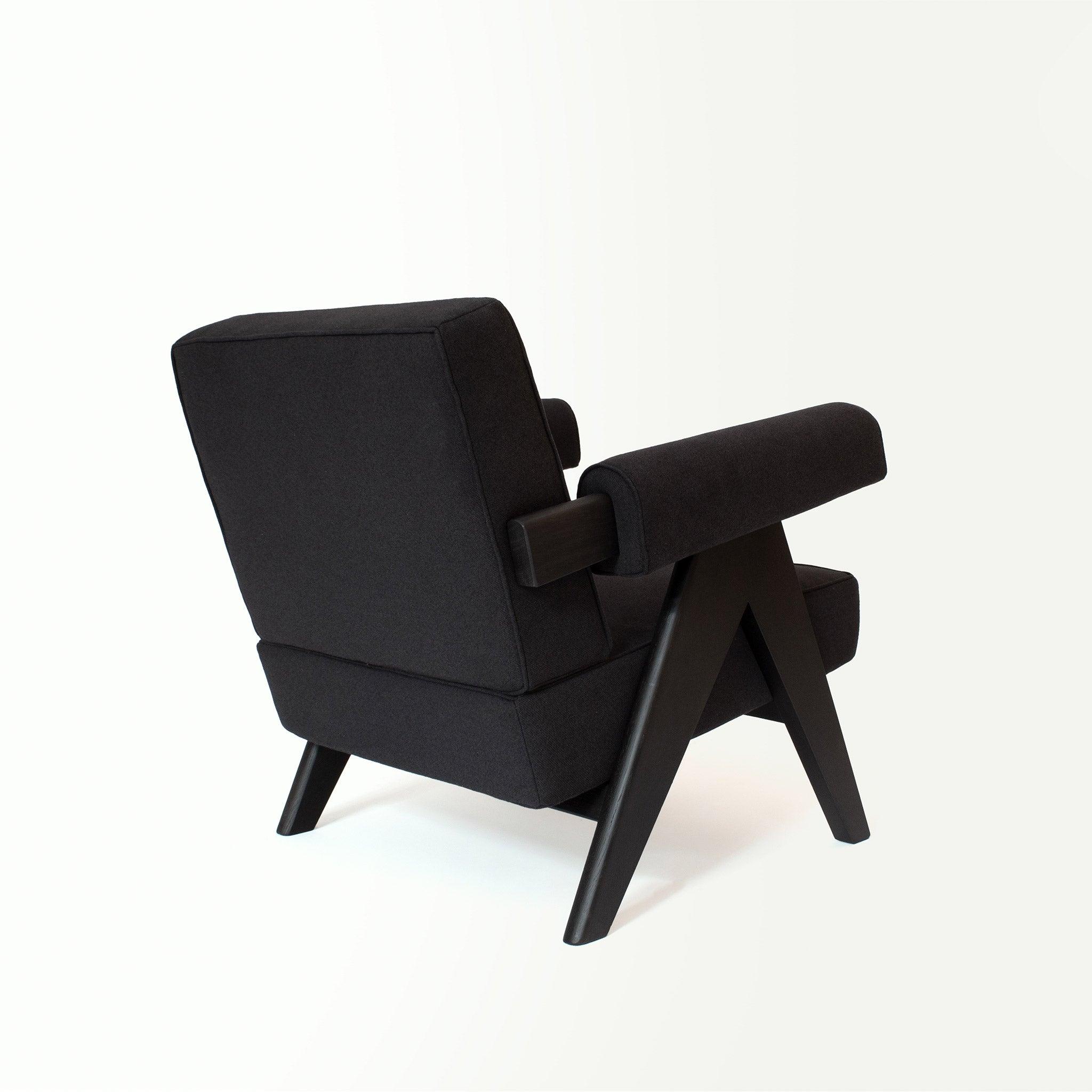 Upholstered Easy Armchair Black Granite - Object Embassy - Pierre Jeanneret Design - handmade furniture - Lounge Chair