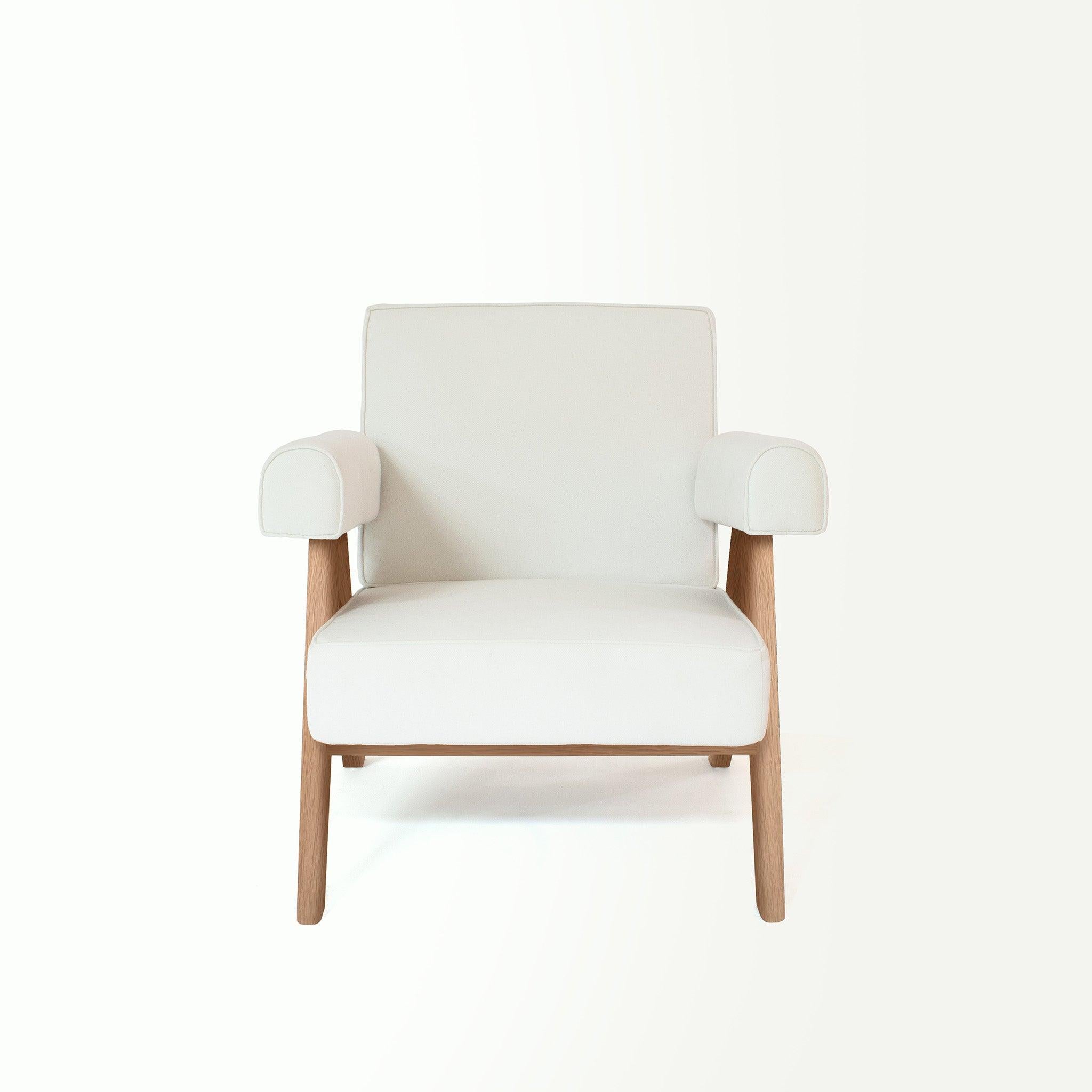 Upholstered Easy Armchair Light Off White - Object Embassy - Pierre Jeanneret Design - handmade furniture - Lounge Chair