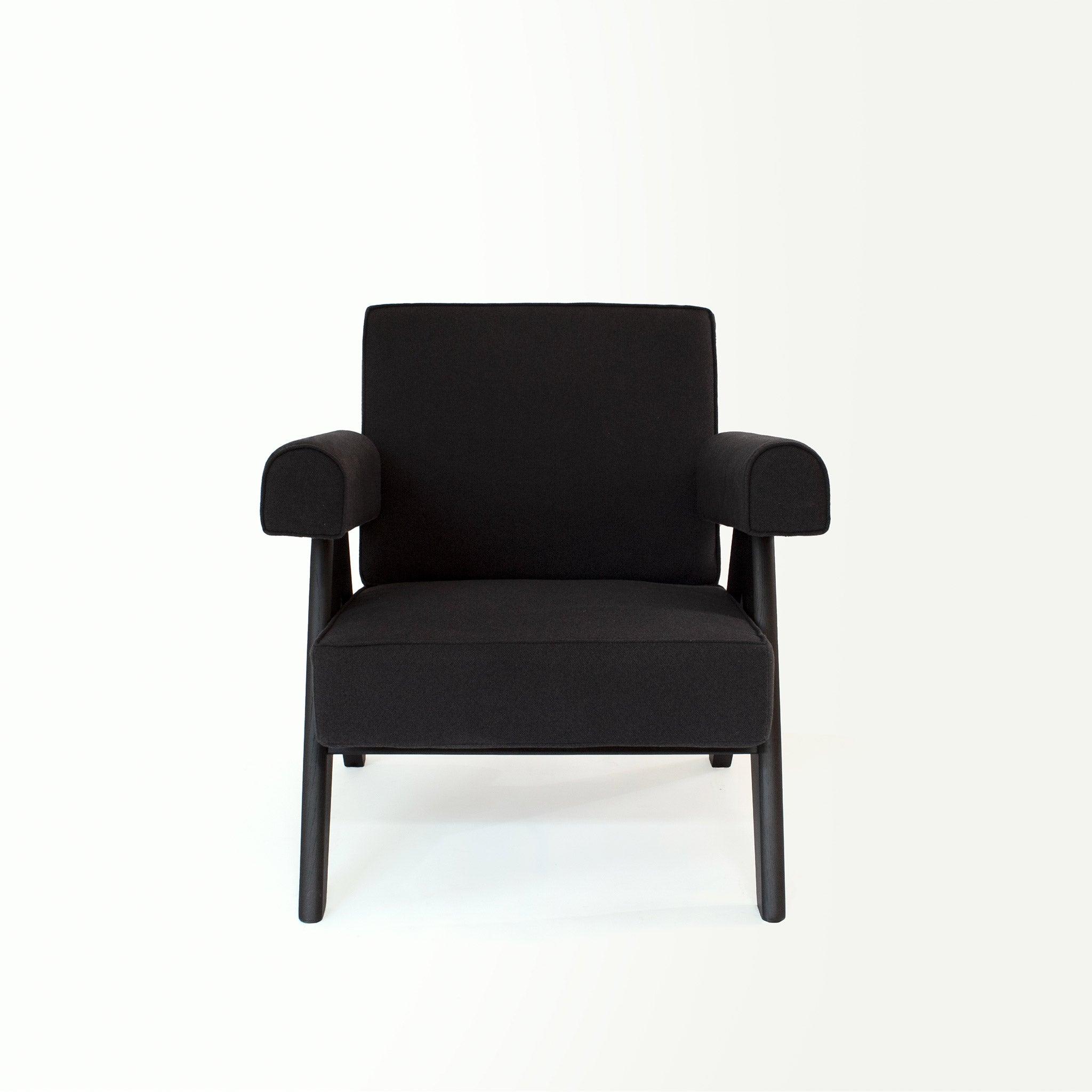 Upholstered Easy Armchair Black Granite - Object Embassy - Pierre Jeanneret Design - handmade furniture - Lounge Chair