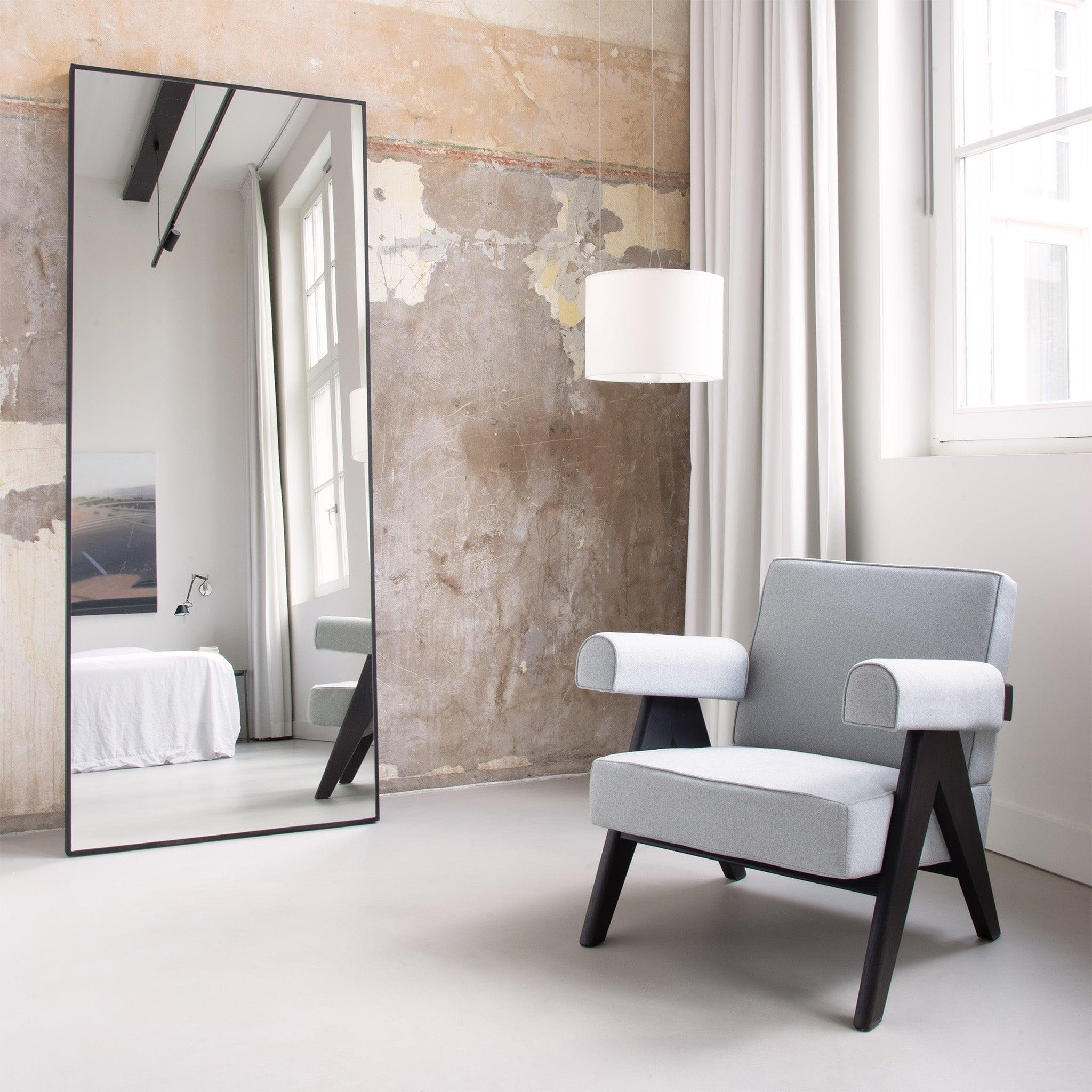 Upholstered Easy Armchair Natural Grey Stone - Object Embassy - Pierre Jeanneret Design - handmade furniture - Lounge Chair