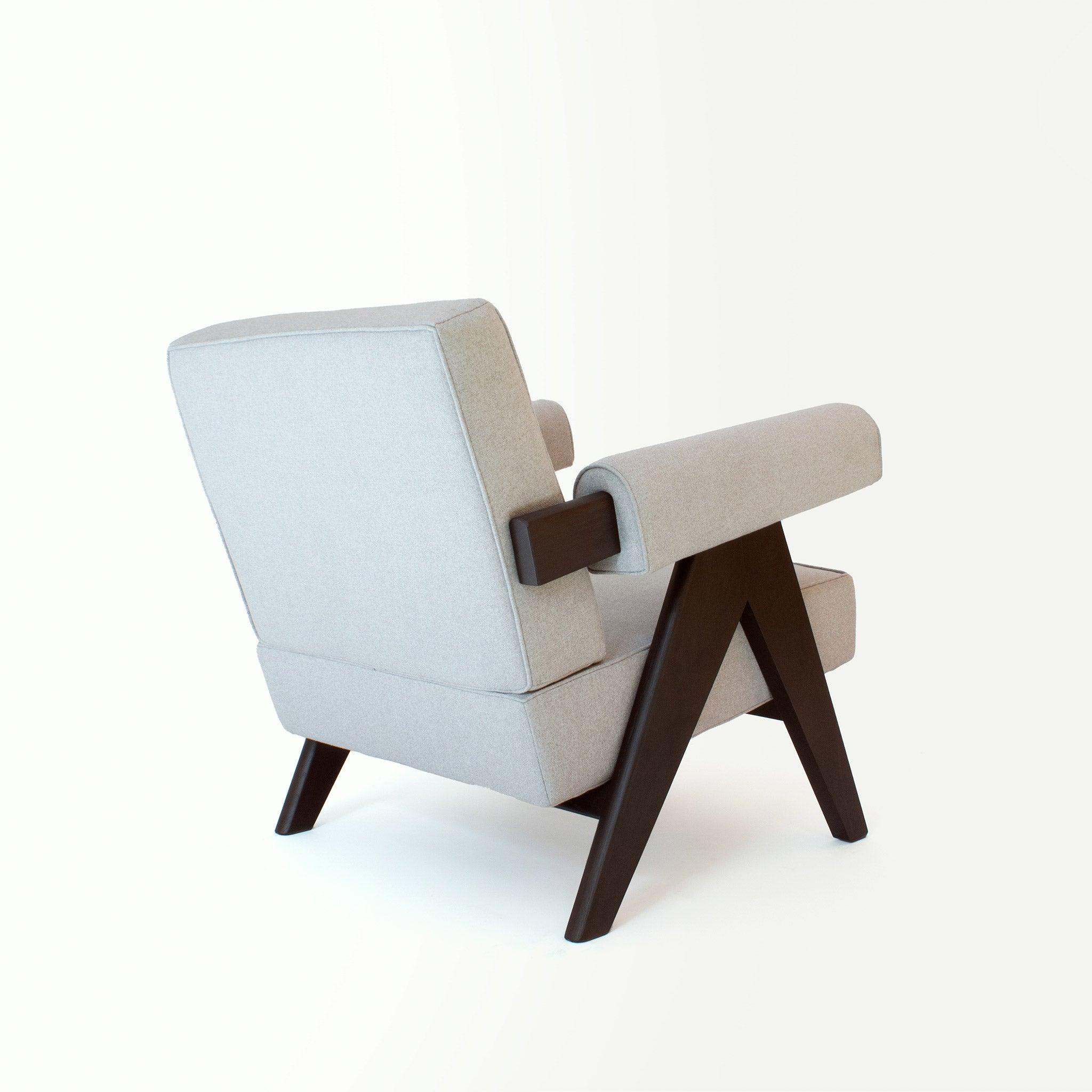 Upholstered Easy Armchair Black Stone Grey - Object Embassy - Pierre Jeanneret Design - handmade furniture - Lounge Chair