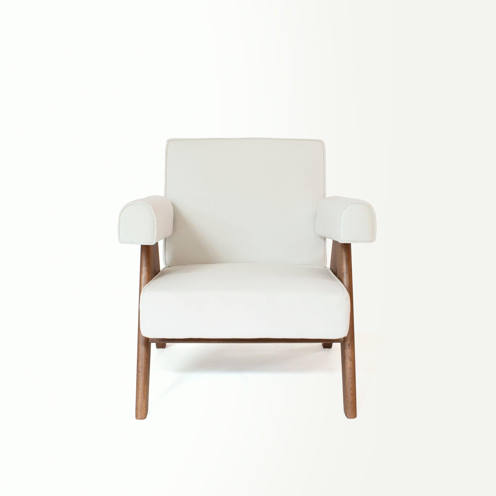 Upholstered Easy Armchair Natural Off White - Object Embassy - Pierre Jeanneret Design - handmade furniture - Lounge Chair
