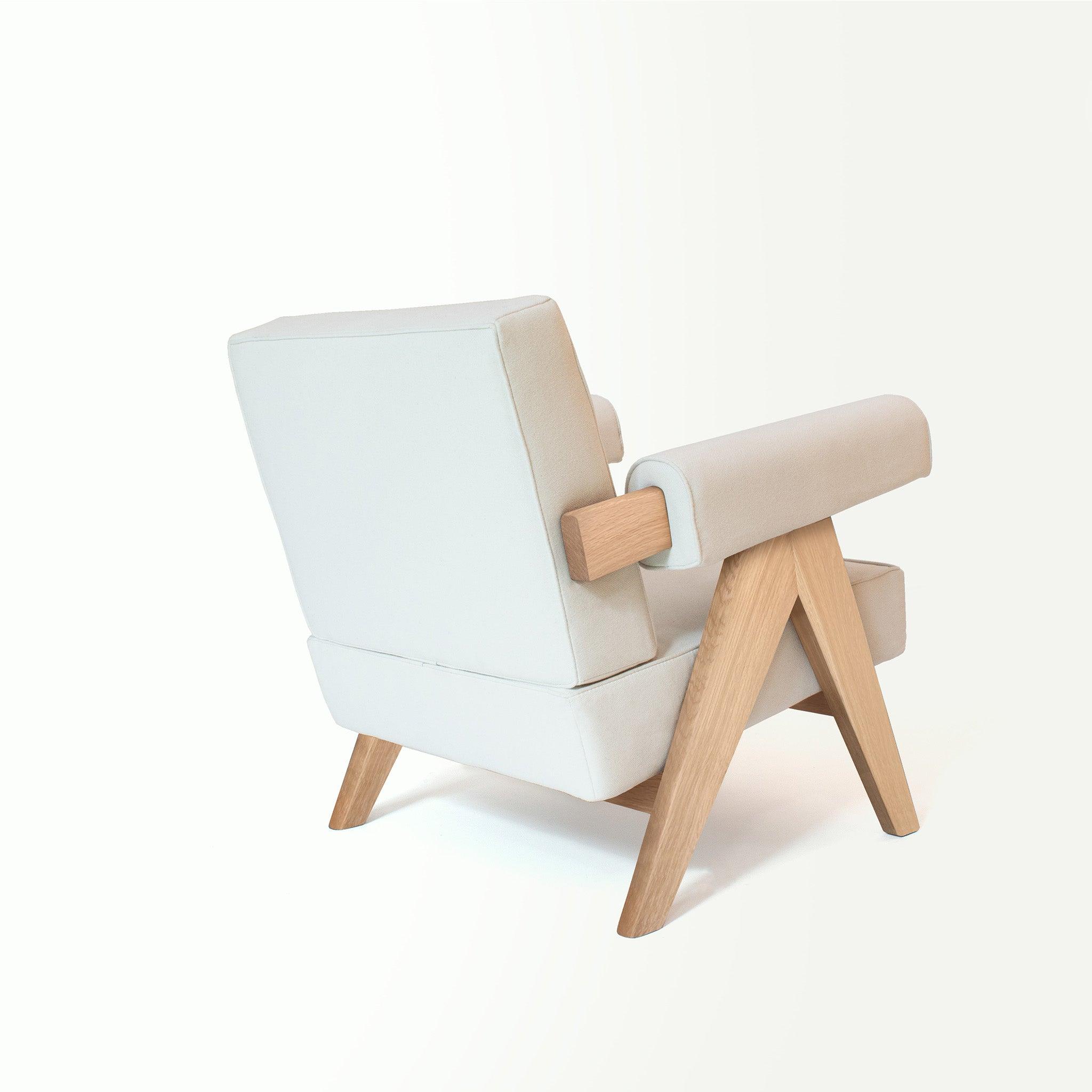 Upholstered Easy Armchair Light Off White - Object Embassy - Pierre Jeanneret Design - handmade furniture - Lounge Chair