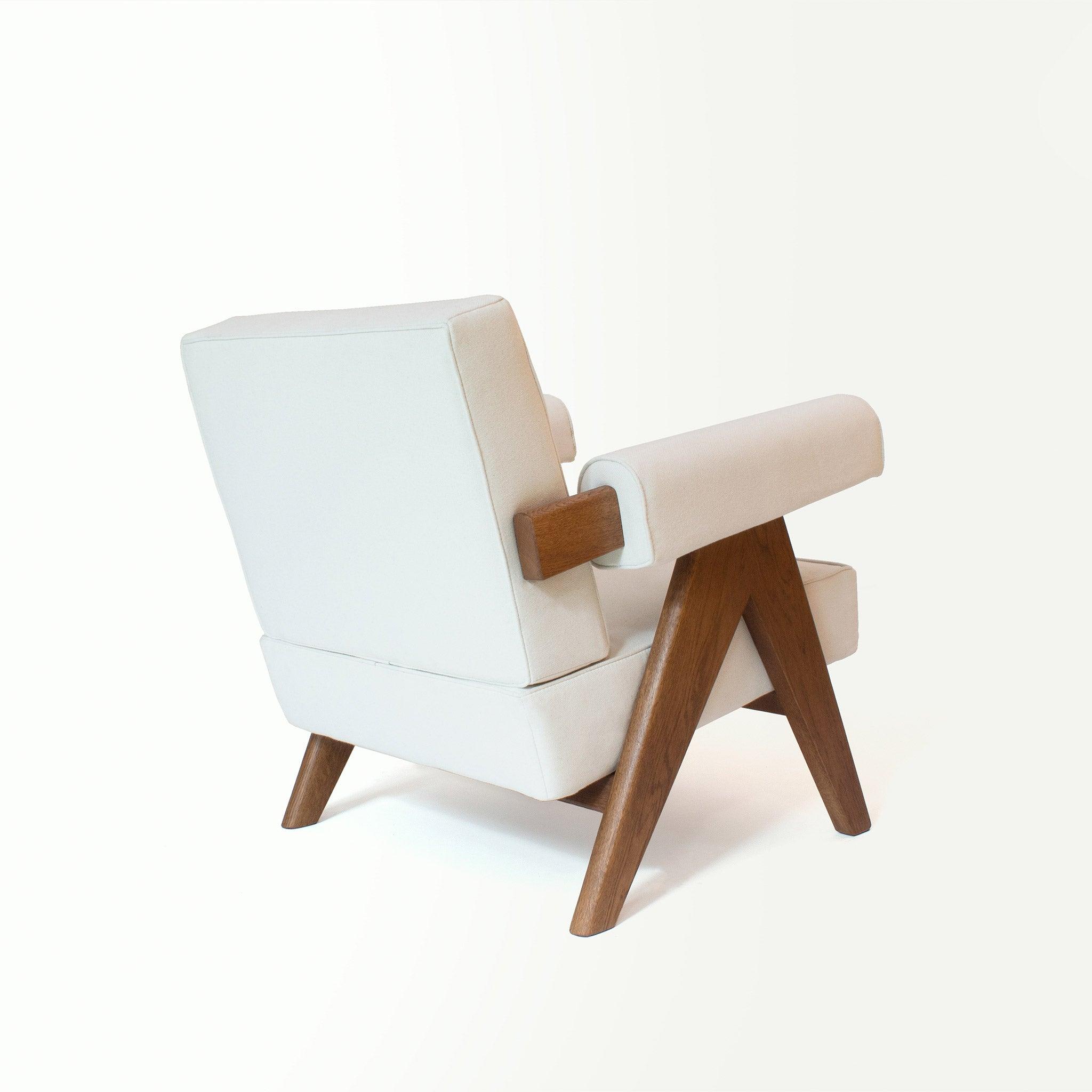 Upholstered Easy Armchair Natural Off White - Object Embassy - Pierre Jeanneret Design - handmade furniture - Lounge Chair