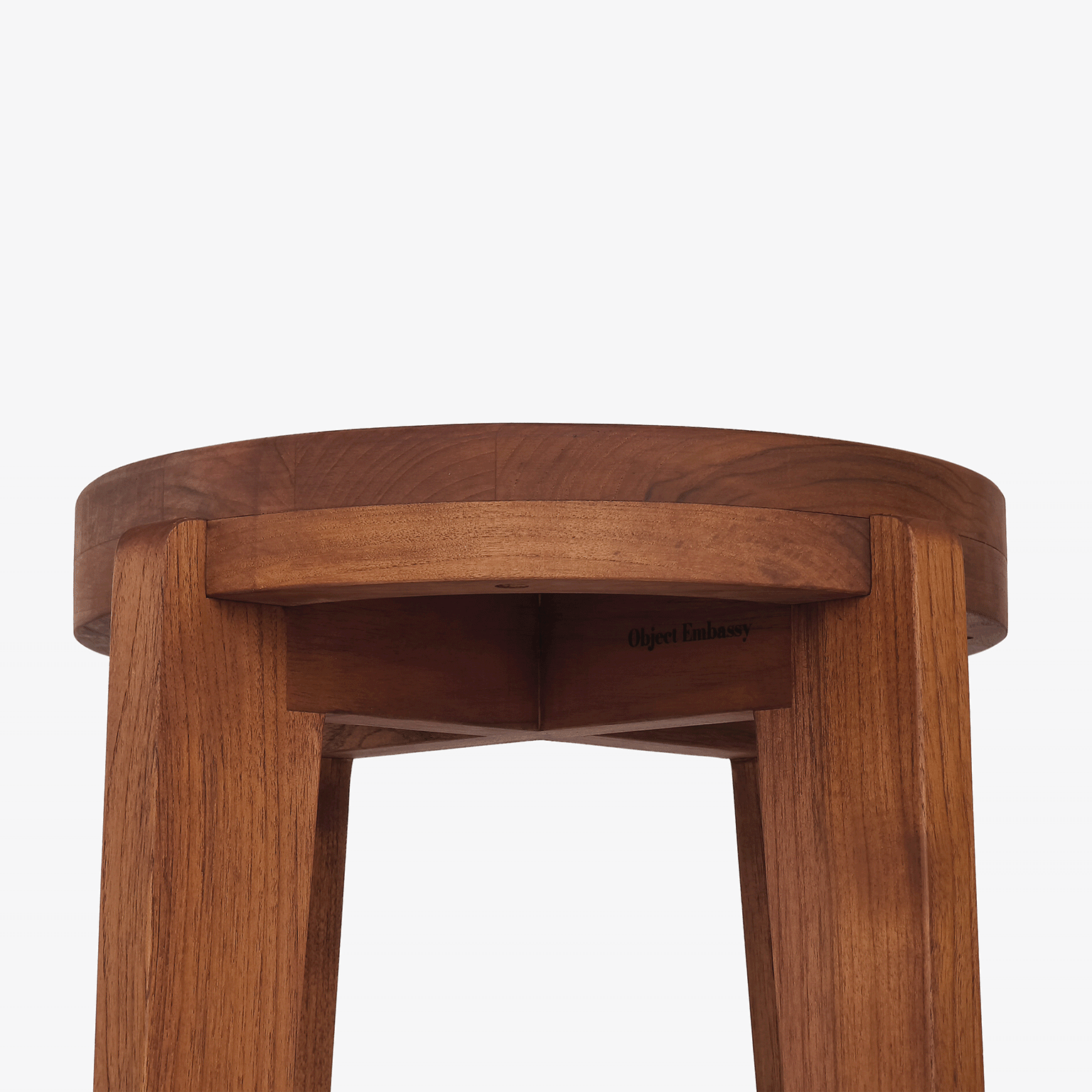 High Round Bar Stool - Object Embassy - pierre jeanneret design - hand made - teak wood