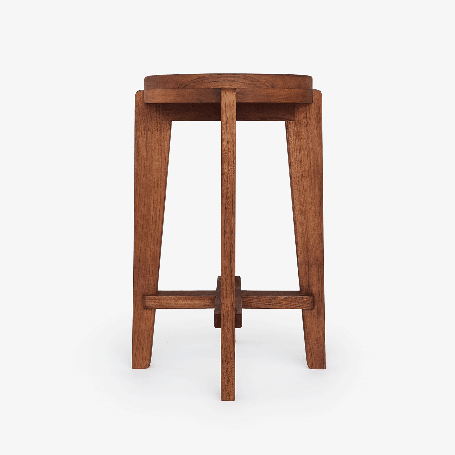 High Round Bar Stool - Object Embassy - pierre jeanneret design - hand made - teak wood