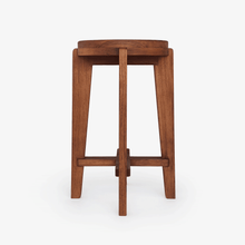 High Round Bar Stool - Object Embassy - pierre jeanneret design - hand made - teak wood