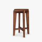 High Round Bar Stool - Object Embassy - pierre jeanneret design - hand made - teak wood