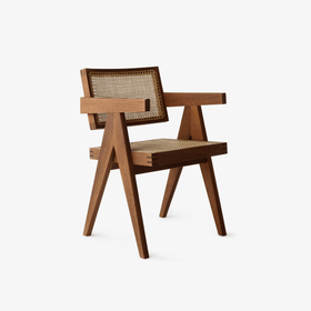 Office Chair - Dining Chair - V Chair - Object Embassy - Pierre Jeanneret Design - hand made - teak wood rattan - Chandigarh