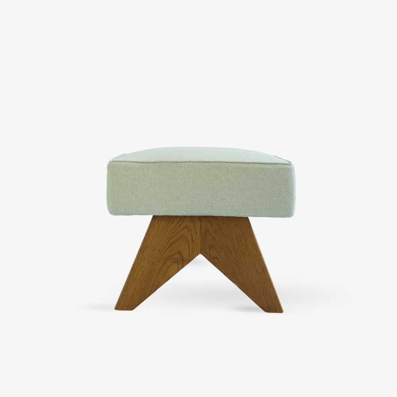 Upholstered Easy Ottoman - Natural Sand Beige - Object Embassy - Pierre Jeanneret Design - Foot Rest Furniture - Handmade