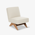 Upholstered Easy Sidechair - Natural Wood & Sand / Beige - Object Embassy - Pierre Jeanneret Design - handmade in EU - Lounge
