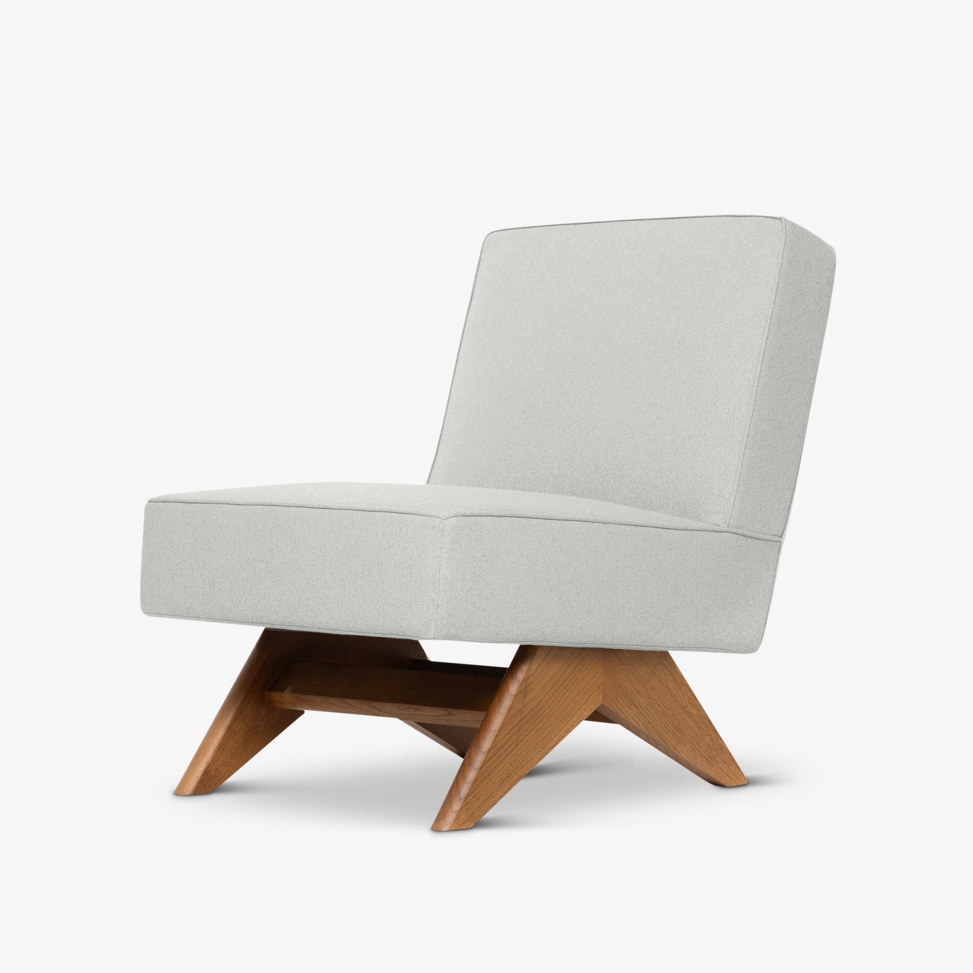 Upholstered Easy Sidechair - Natural Wood & Off White - Object Embassy - Pierre Jeanneret Design - handmade in EU - Lounge
