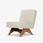 Upholstered Easy Sidechair - Natural Wood & Sand / Beige - Object Embassy - Pierre Jeanneret Design - handmade in EU - Lounge