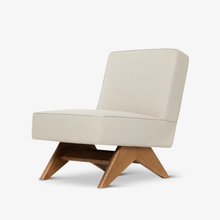 Upholstered Easy Sidechair - Natural Wood & Sand / Beige - Object Embassy - Pierre Jeanneret Design - handmade in EU - Lounge