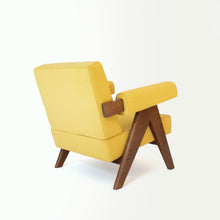 Upholstered Easy Armchair Natural Amber Yellow - Object Embassy - Pierre Jeanneret Design - handmade furniture - Lounge Chair