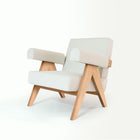 Upholstered Easy Armchair Light Off White - Object Embassy - Pierre Jeanneret Design - handmade furniture - Lounge Chair