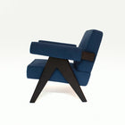 Upholstered Easy Armchair Black Navy Blue - Object Embassy - Pierre Jeanneret Design - handmade furniture - Lounge Chair