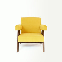 Upholstered Easy Armchair Natural Amber Yellow - Object Embassy - Pierre Jeanneret Design - handmade furniture - Lounge Chair